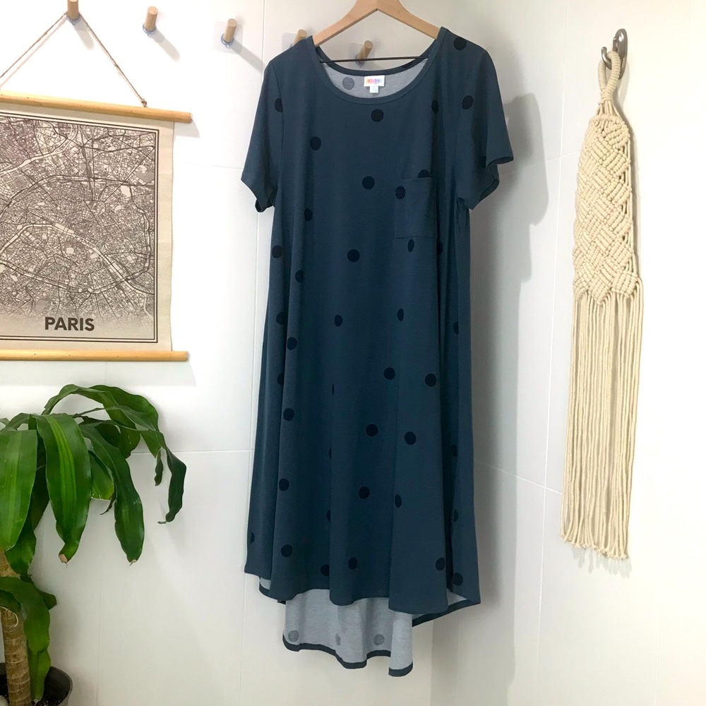Lularoe Carly Black Polka Dots Dress